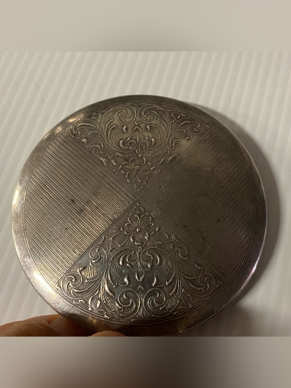 Vintage BIRKS 925 Sterling Silver Compact Makeup Mirror Case Floral
